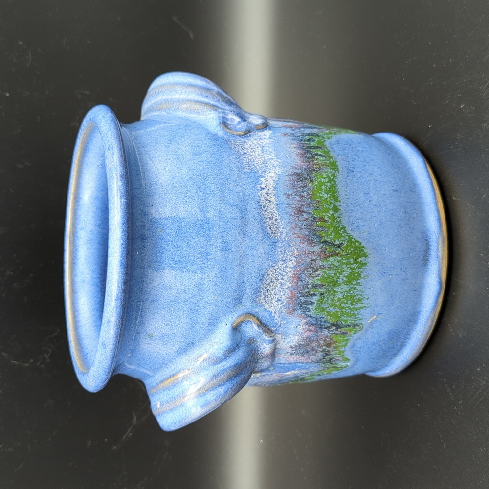 Beautiful handmade studio pottery handled jug vase crock signed PPak